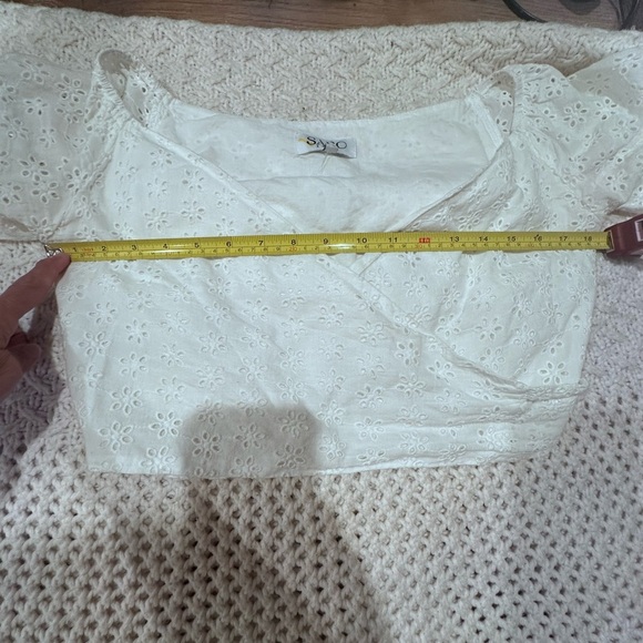 SABO SKIRT WOMENS White Eyelet Wrap Top SMALL - Picture 3 of 7